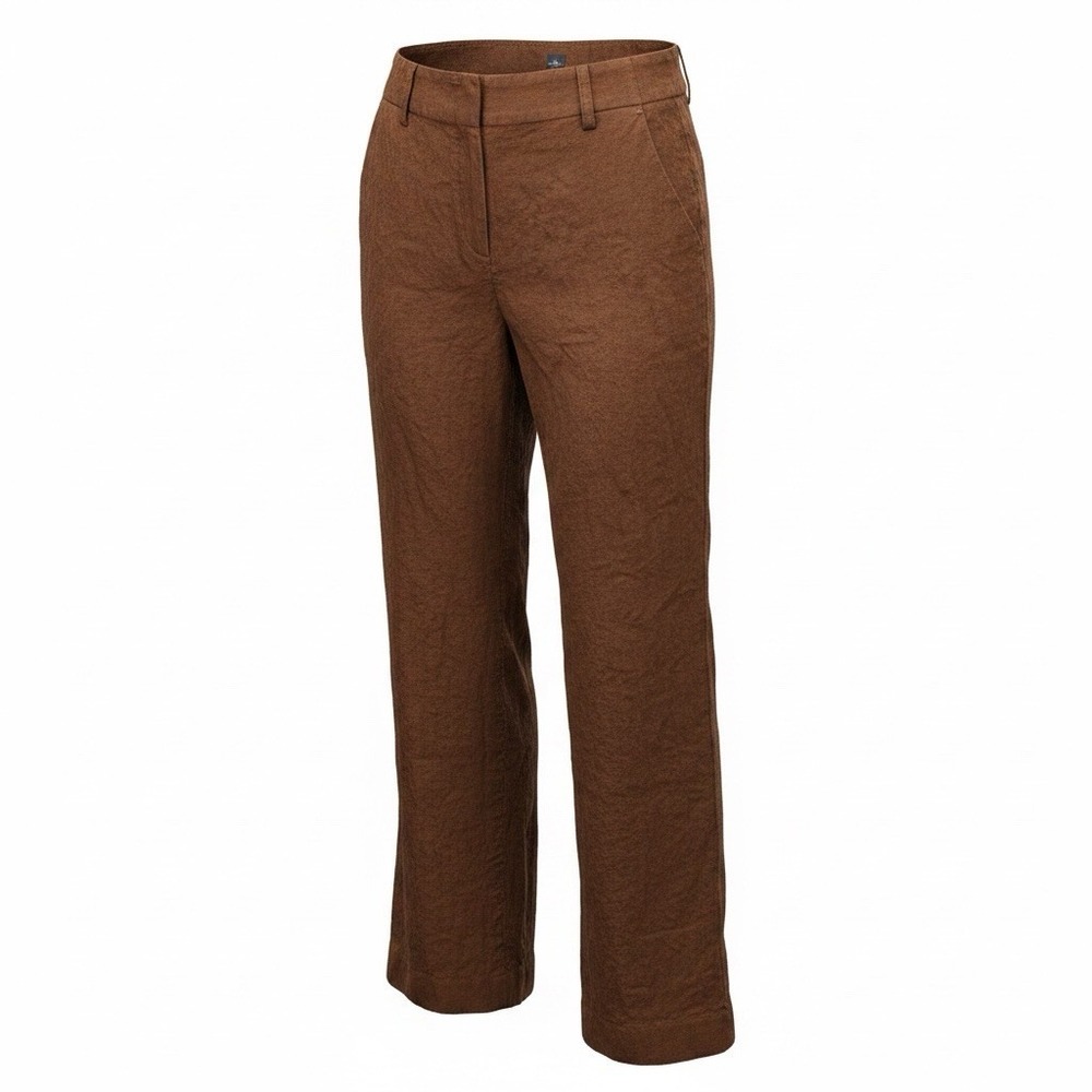 Talbots Southampton Linen Pants Women Size 8 Brown Wide Leg Career Casual